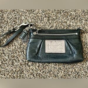 Coach Black Leather Poppy Wristlet/ mini purse
